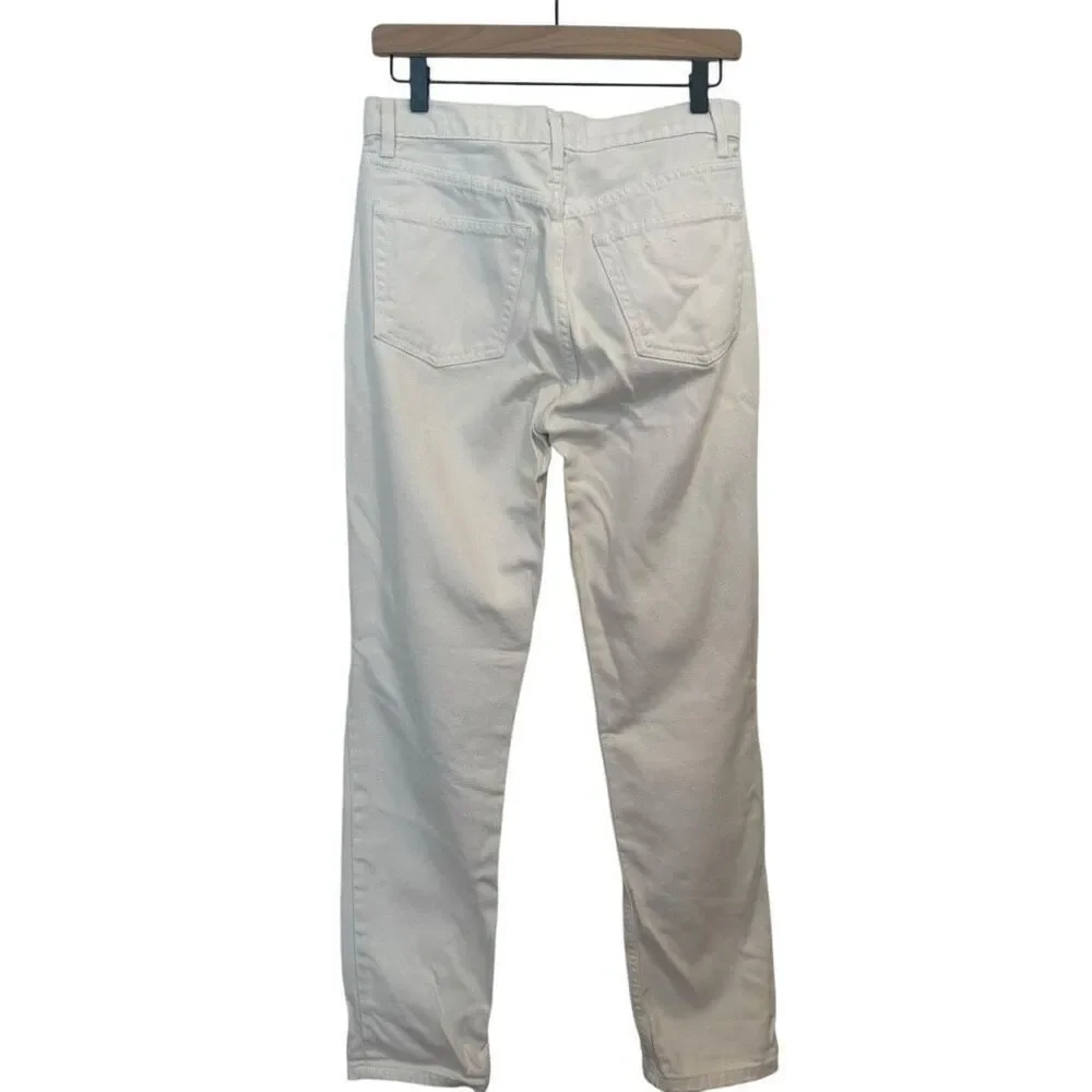 Reformation Julia High Cigarette Jeans Ivory Destroyed Size 28